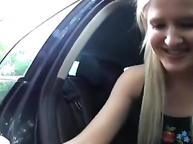 Blonde bitch fucks in the park with a stranger, POV