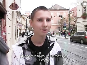 Cute teen guy gets hooked by stranger on street